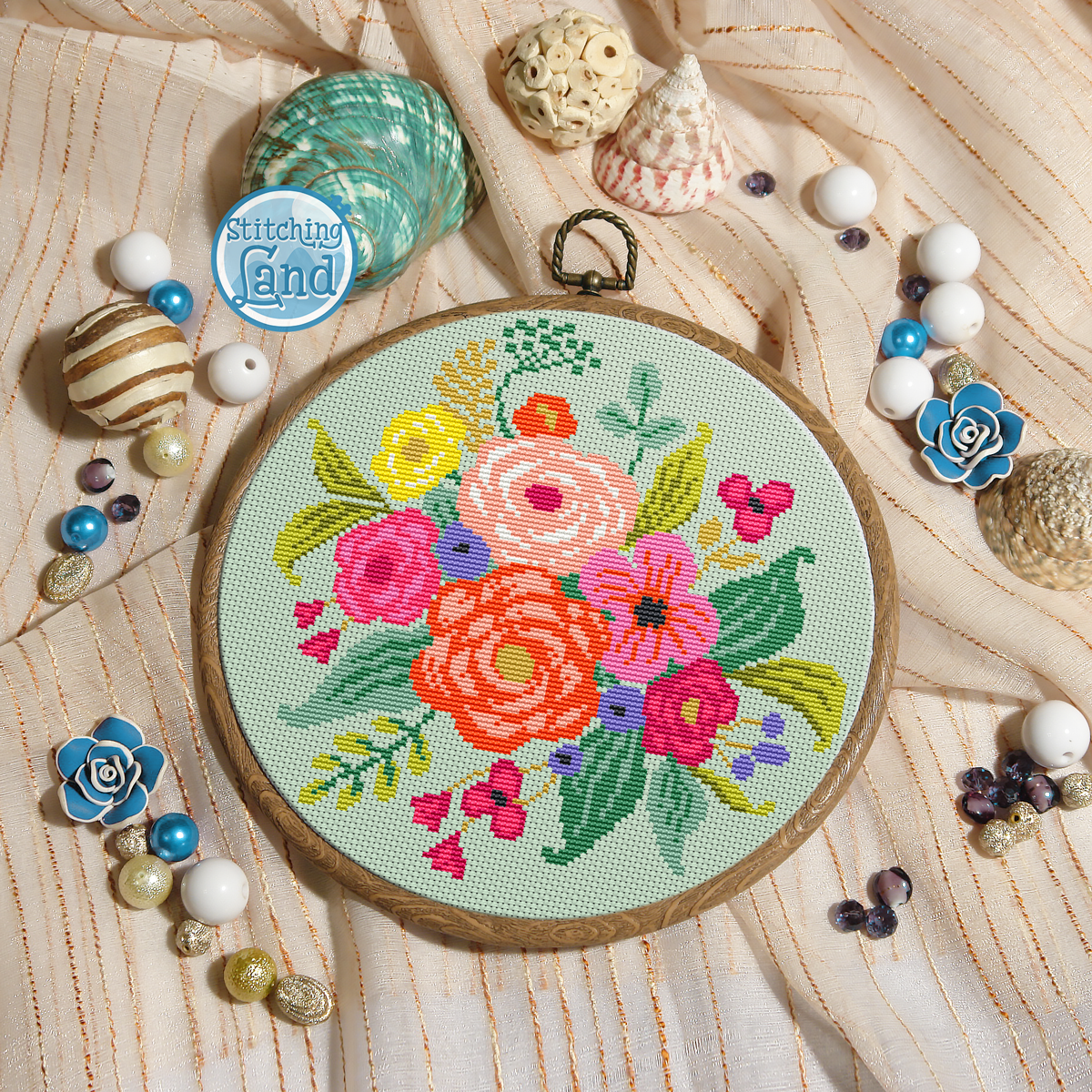 Bouquet Flowers Cross Stitch Pattern