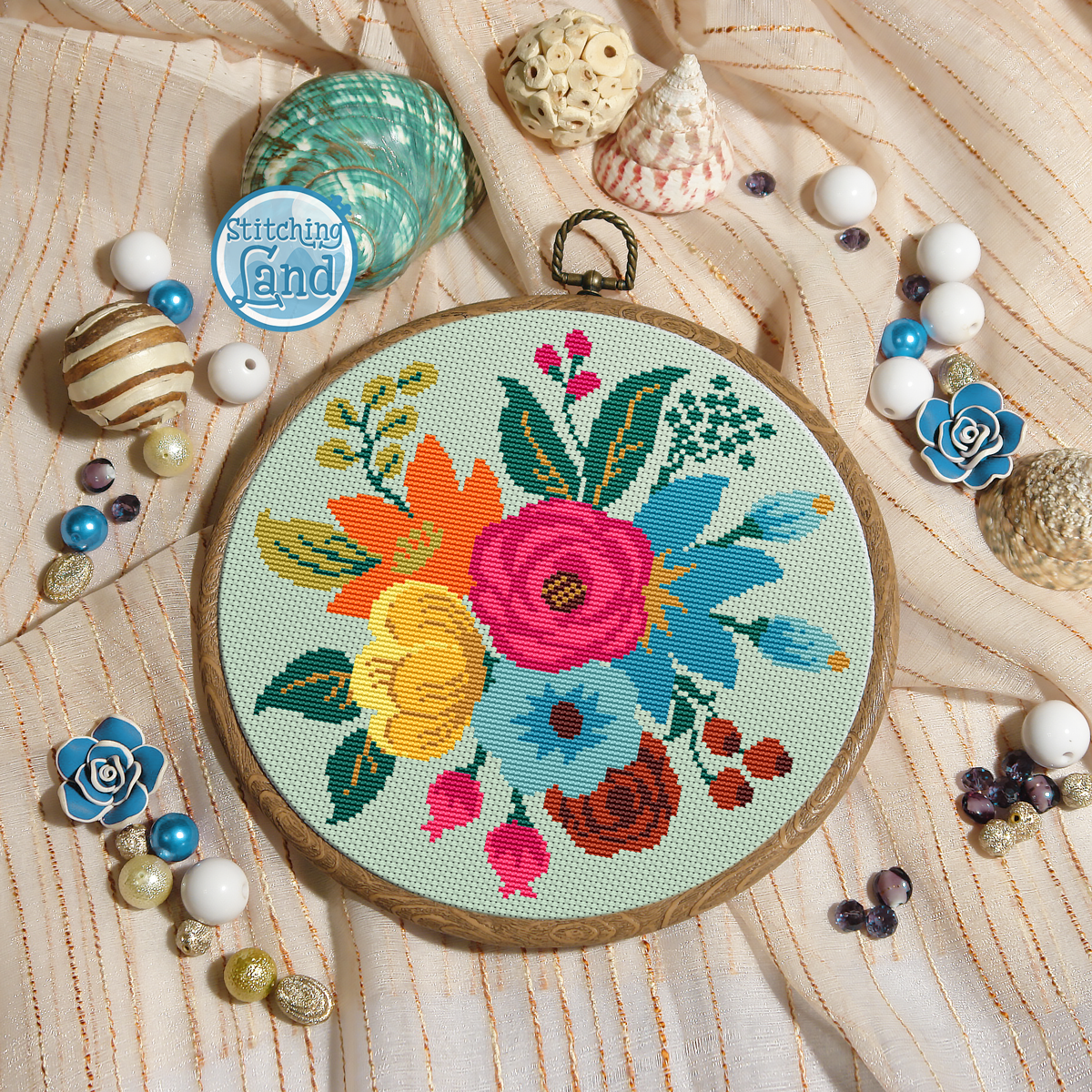 Bouquet Flowers III Cross Stitch Pattern
