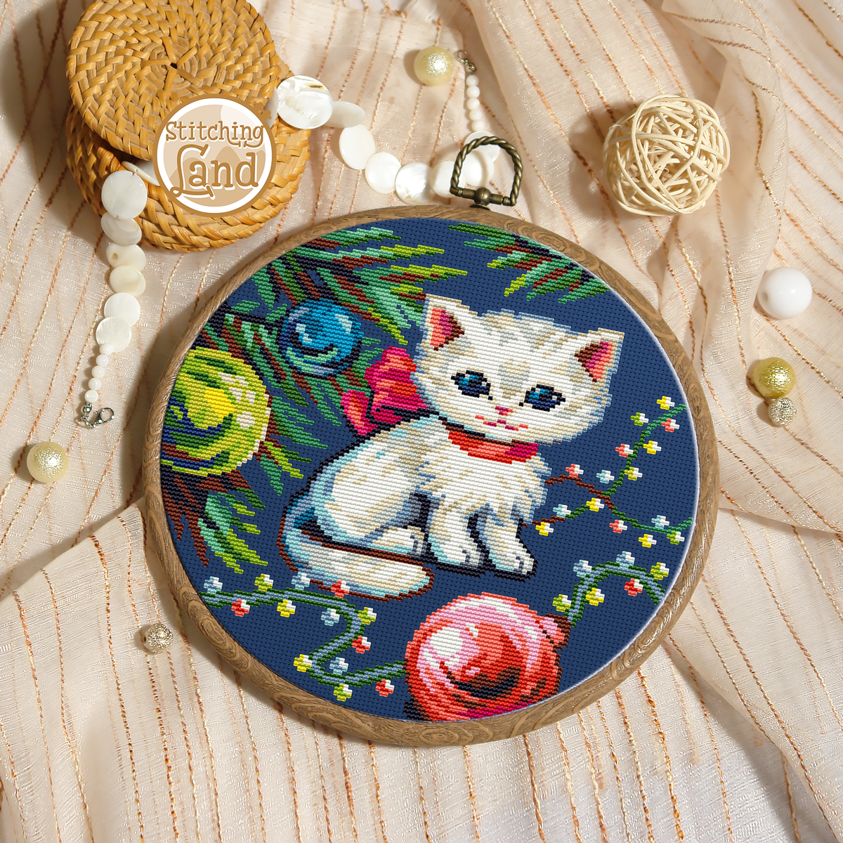 Christmas Kitten Cross Stitch Pattern
