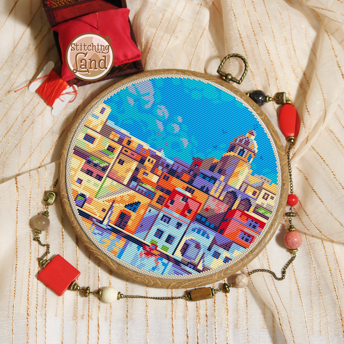 Coastal Town Cross Stitch Pattern