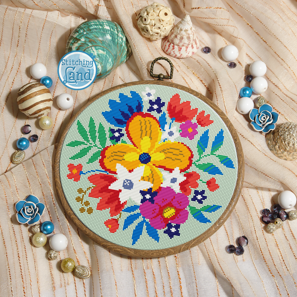 Colorful Bouquet Cross Stitch Pattern