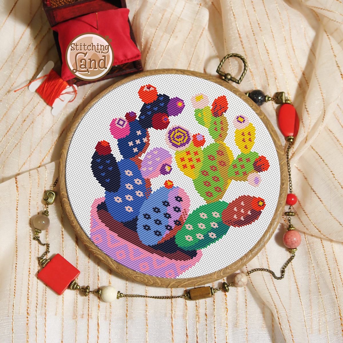 Colorful Cactus III Cross Stitch Pattern