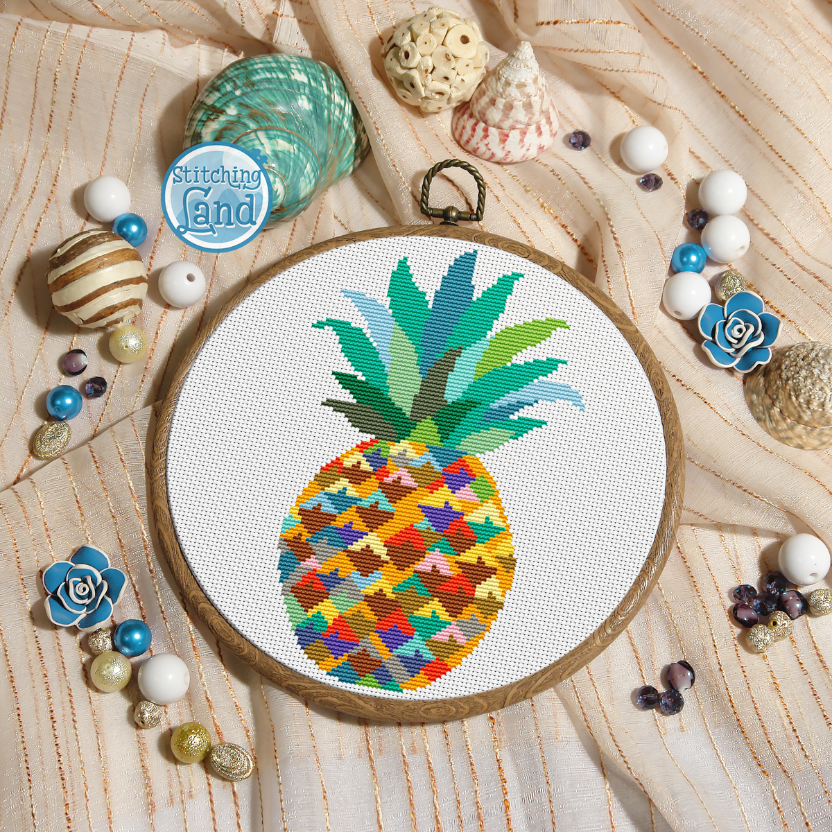 Colorful Pineapple Cross Stitch Pattern