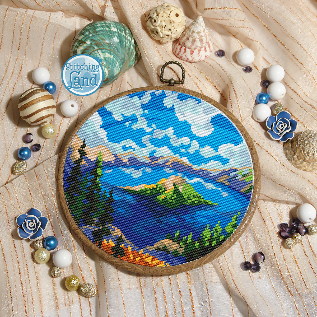 Crater Lake Cross Stitch Pattern