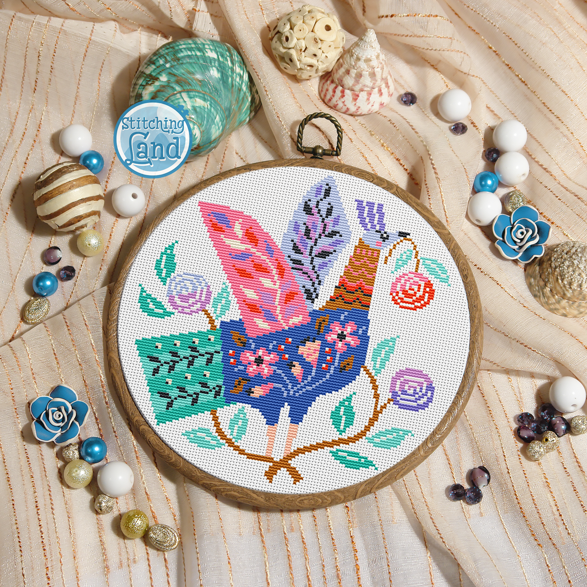 Flower Bird Cross Stitch Pattern