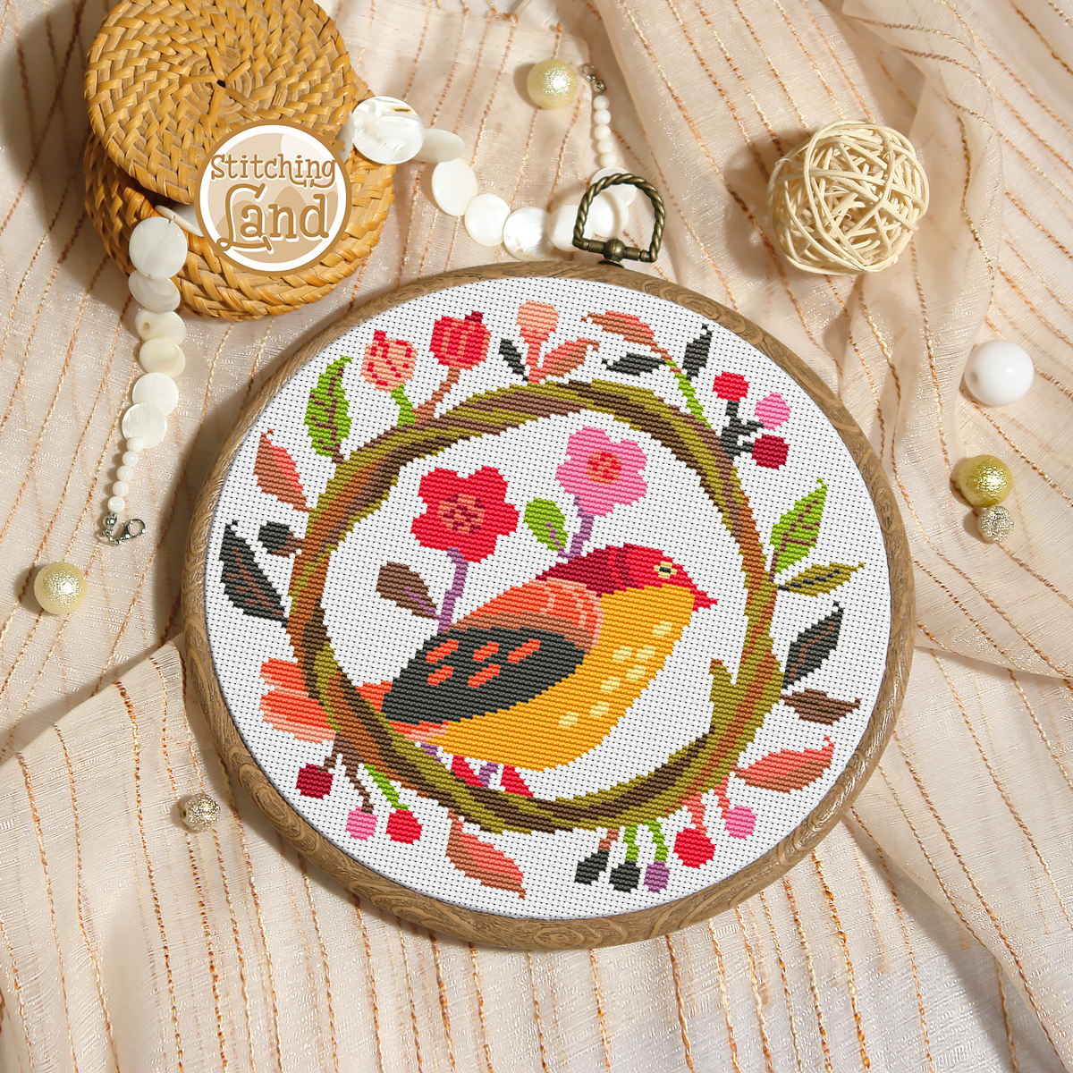 Flower Nest Cross Stitch Pattern