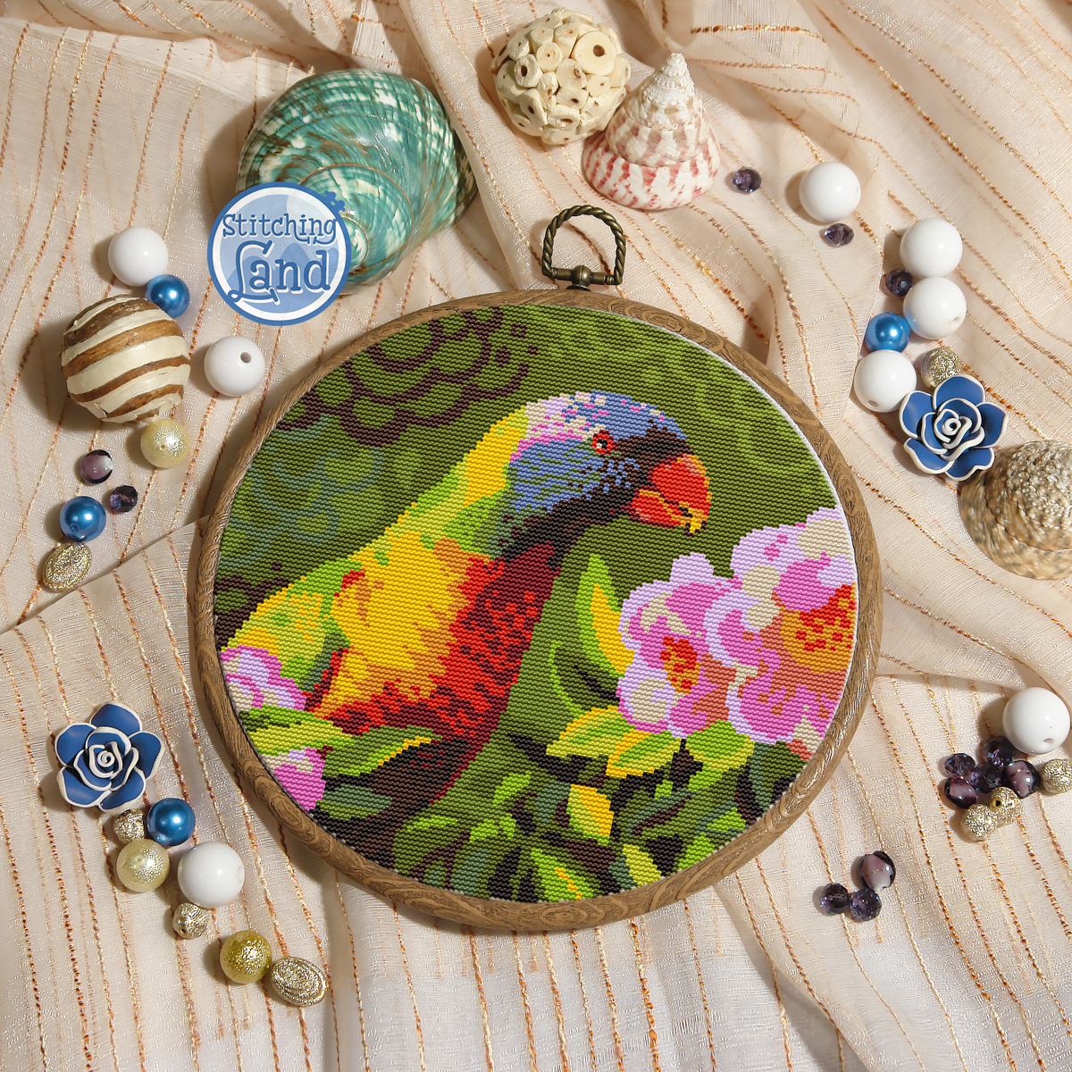 Flower Parrot Cross Stitch Pattern