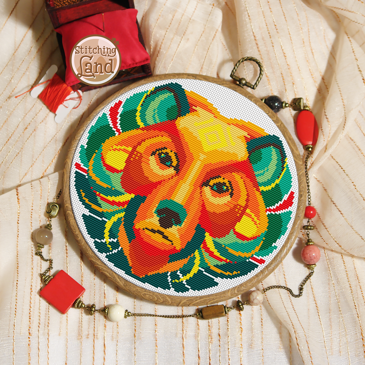 Golden Bear Cross Stitch Pattern