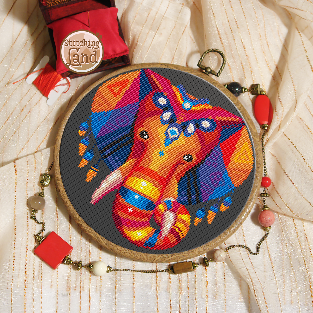 Golden Elephant Cross Stitch Pattern