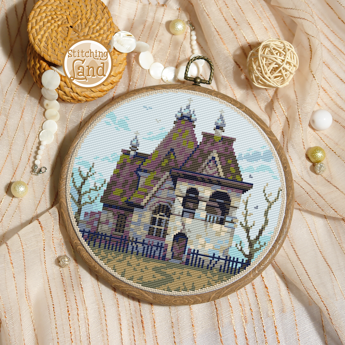 Haunted House Cross Stitch Pattern