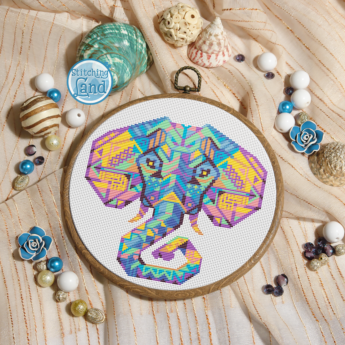 Elephant Mandala Cross Stitch Pattern