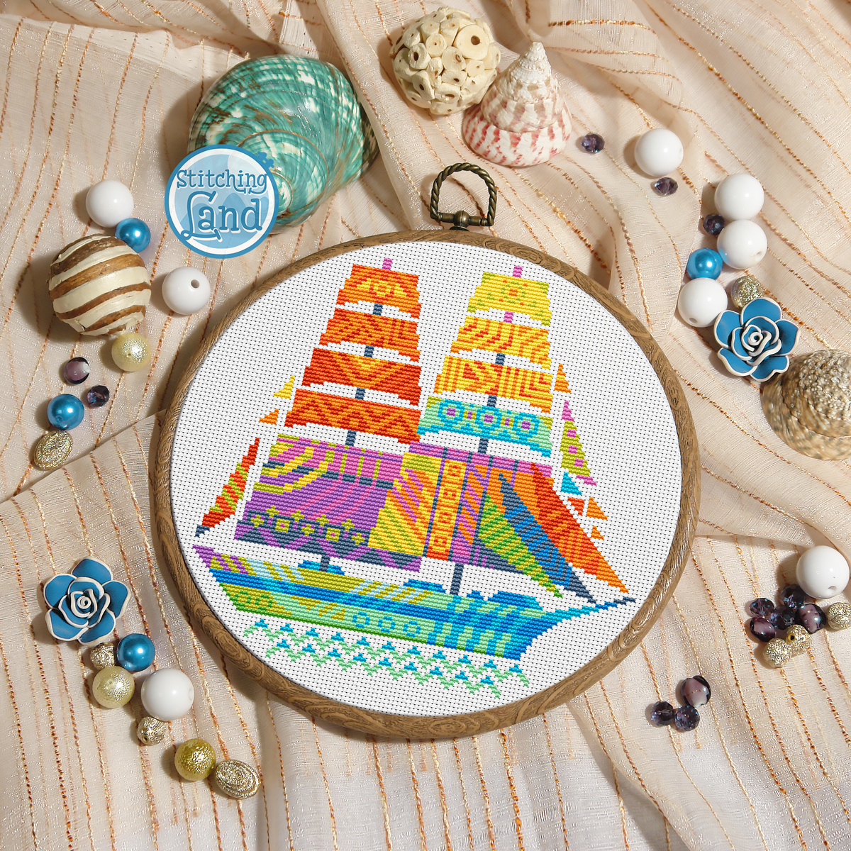Ship Mandala Cross Stitch Pattern