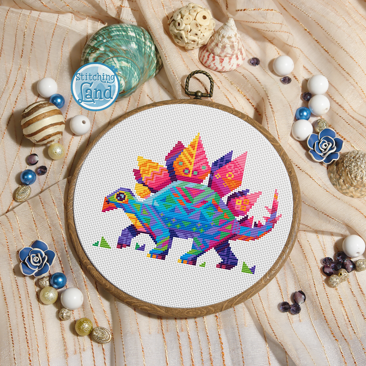 Stegosaurus Mandala Cross Stitch Pattern