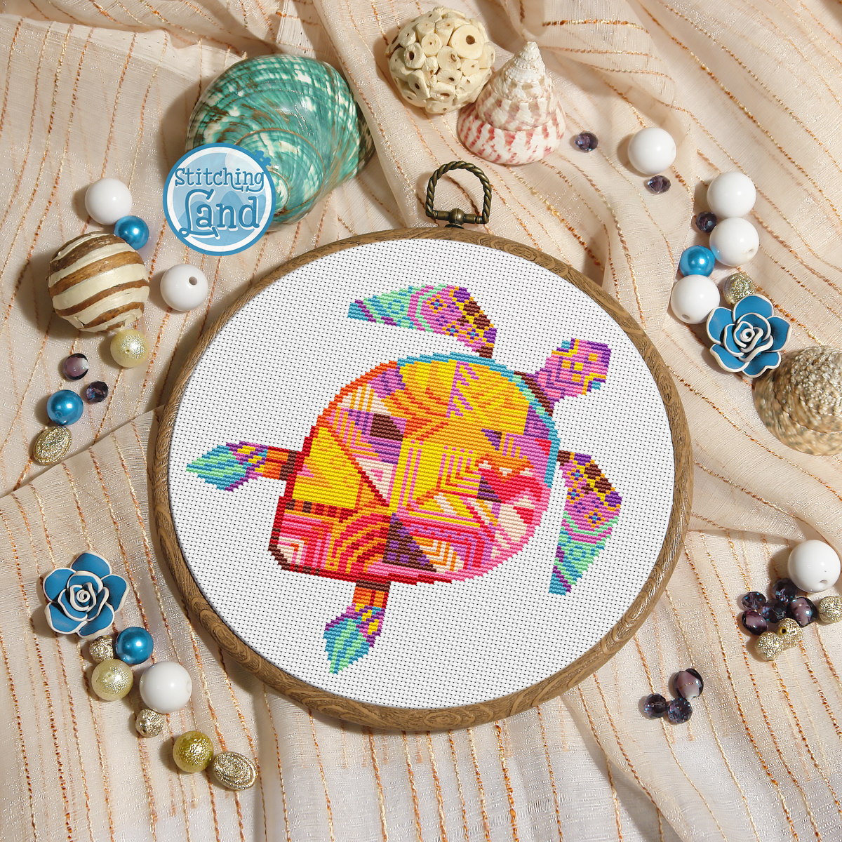Turtle Mandala Cross Stitch Pattern