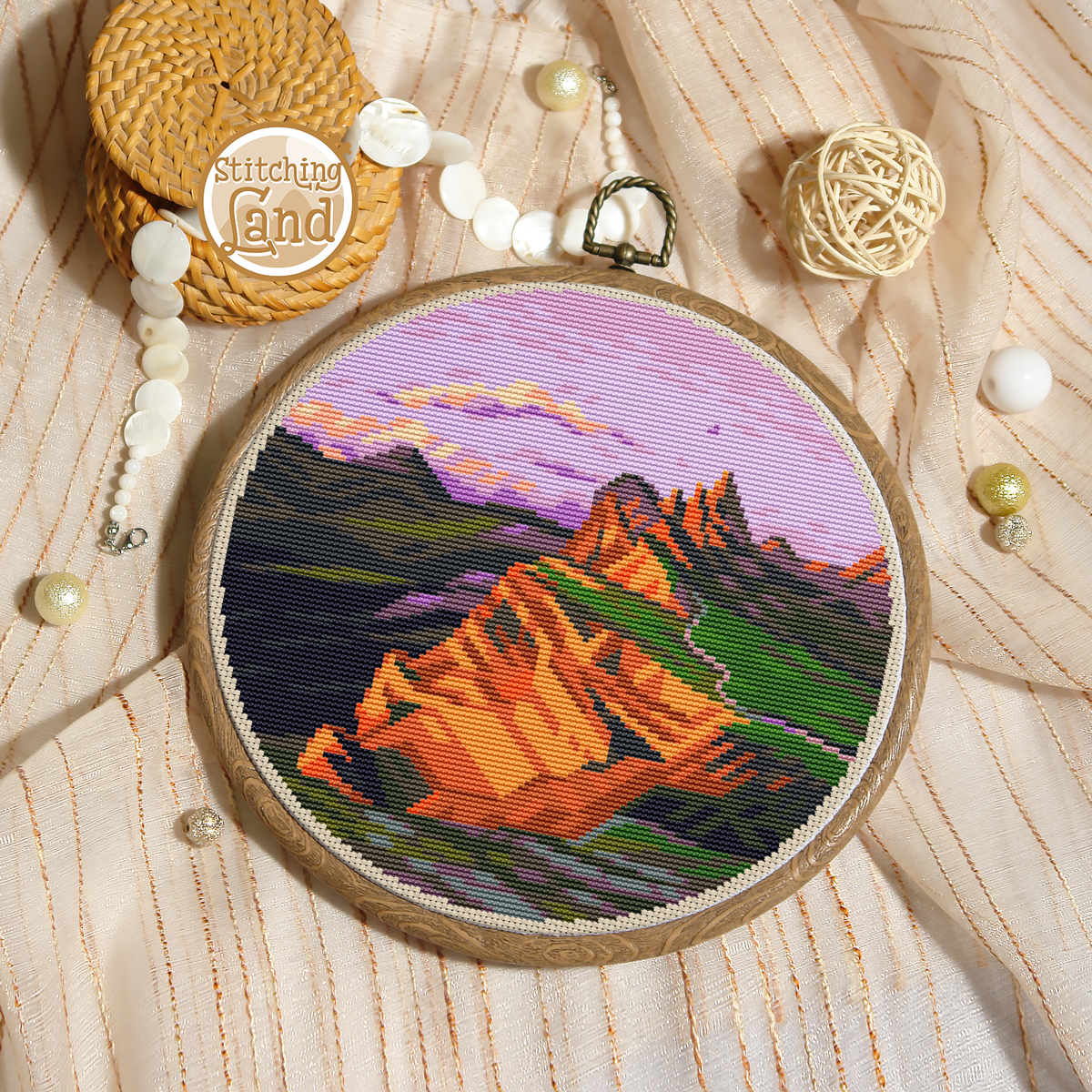 Mountain Cliff Cross Stitch Pattern