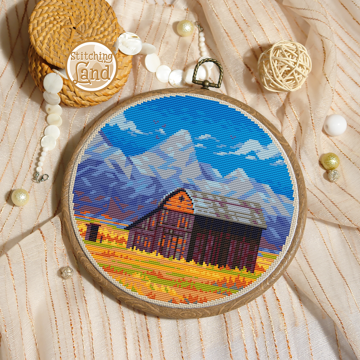 Mountain Farm Cross Stitch Pattern