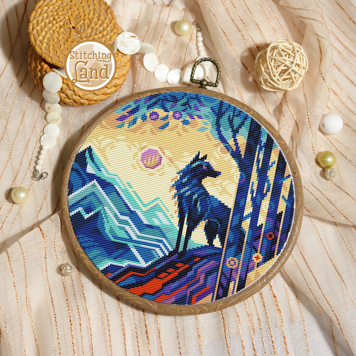Mountain Wolf Cross Stitch Pattern