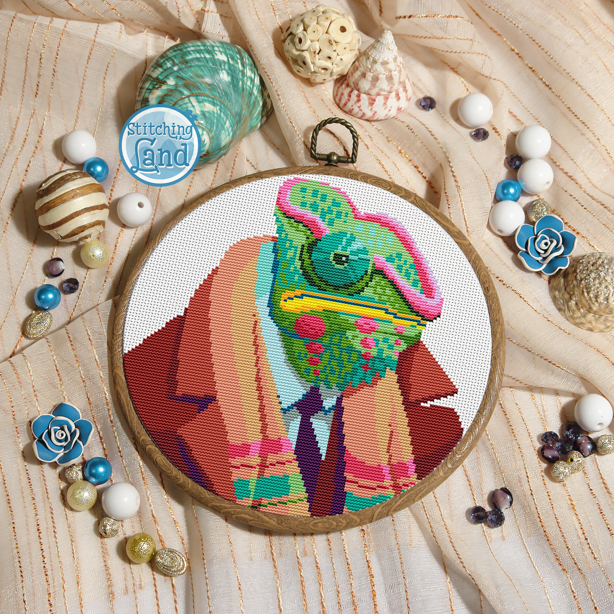 Mr. Chameleon Cross Stitch Pattern