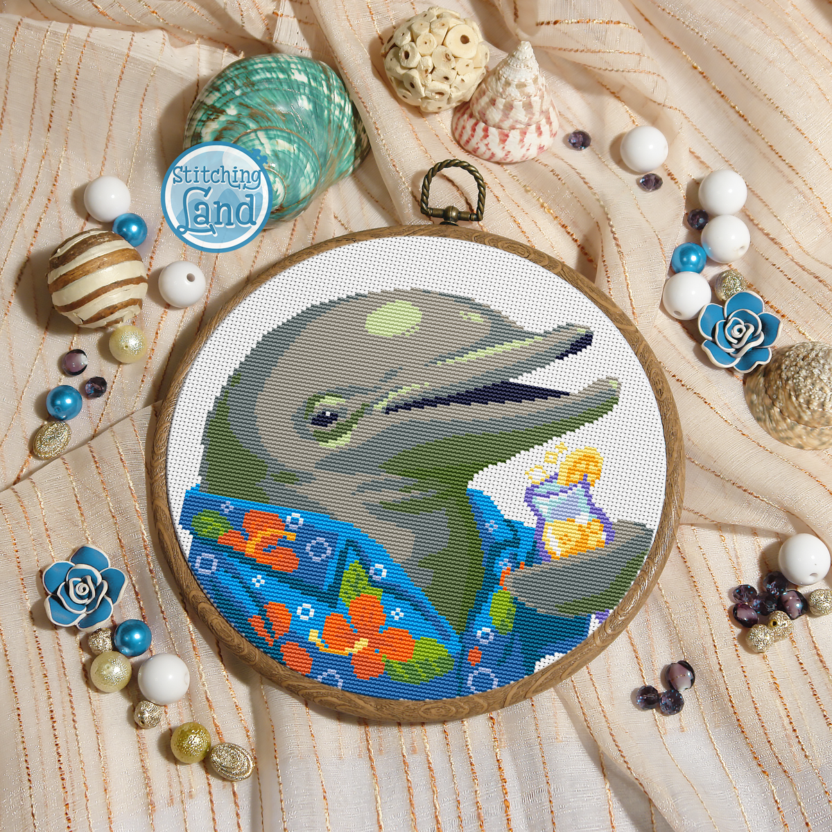 Mr. Dolphin Cross Stitch Pattern
