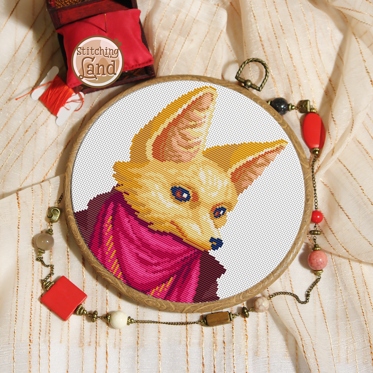 Mr. Fennec Fox Cross Stitch Pattern