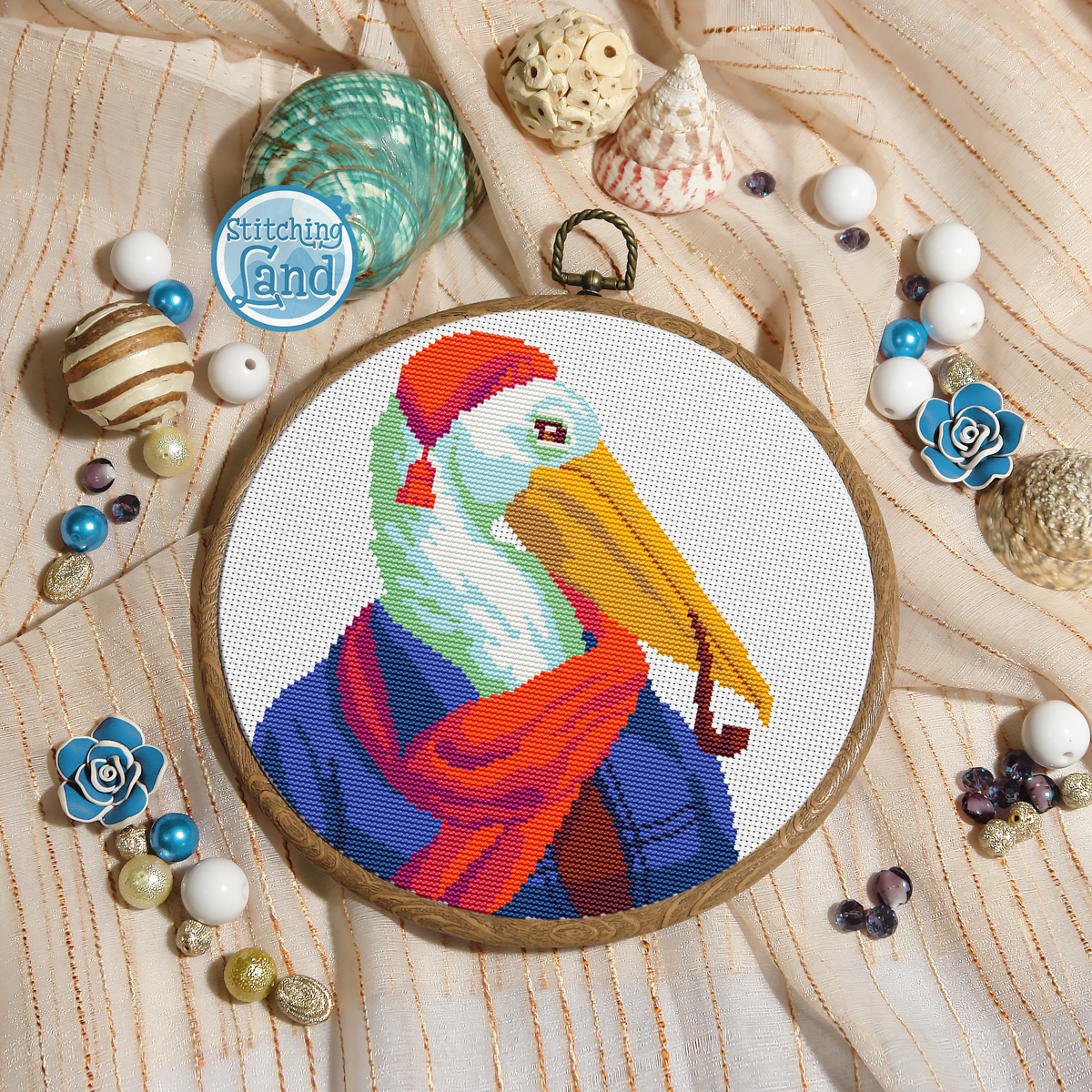 Mr. Pelican Cross Stitch Pattern