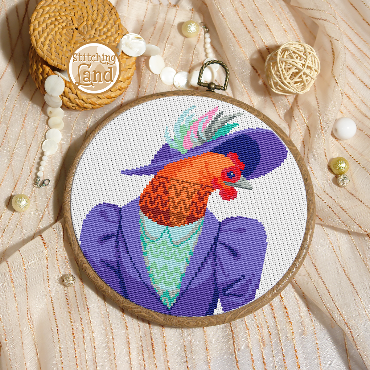 Mrs. Hen Cross Stitch Pattern