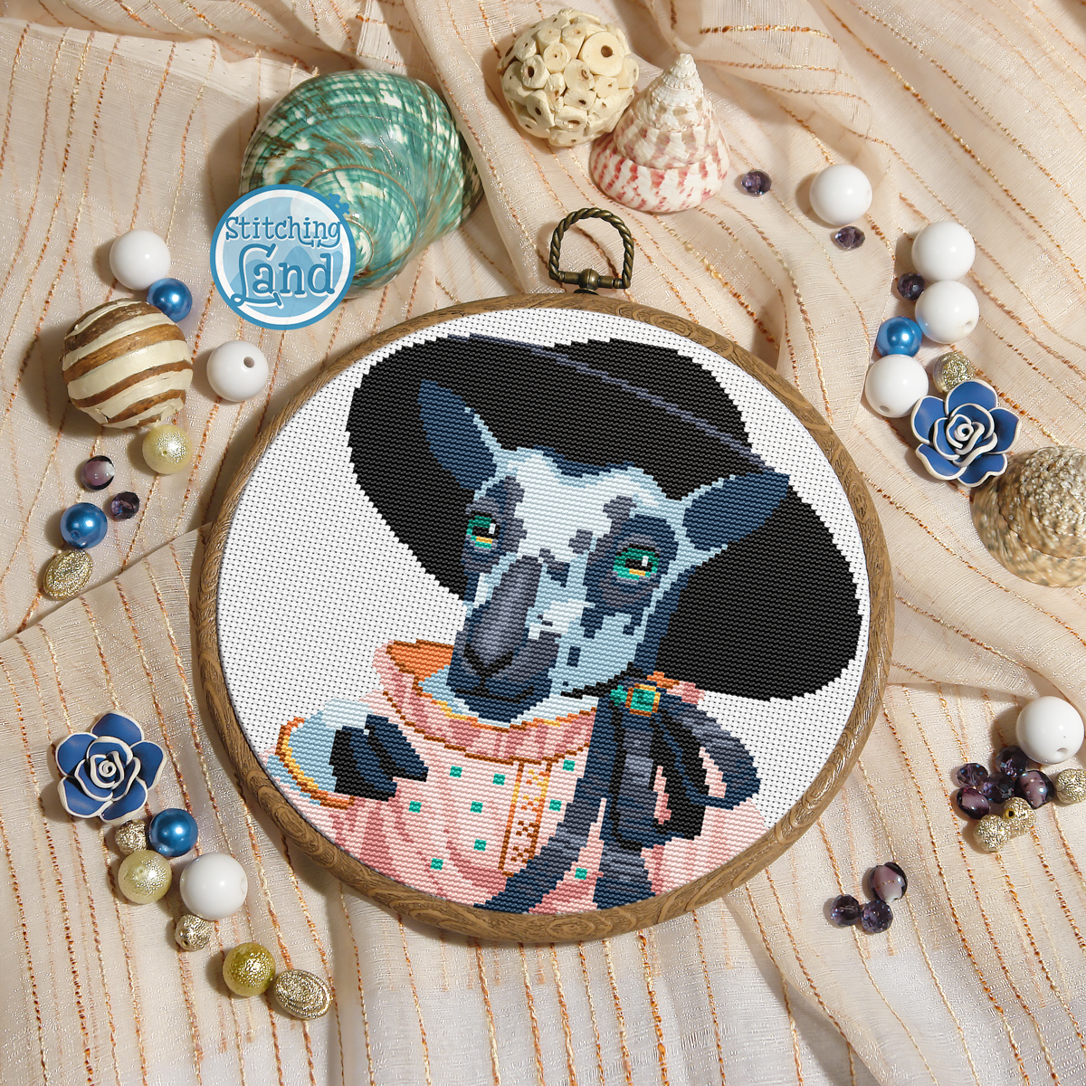 Mrs. Sheep Cross Stitch Pattern