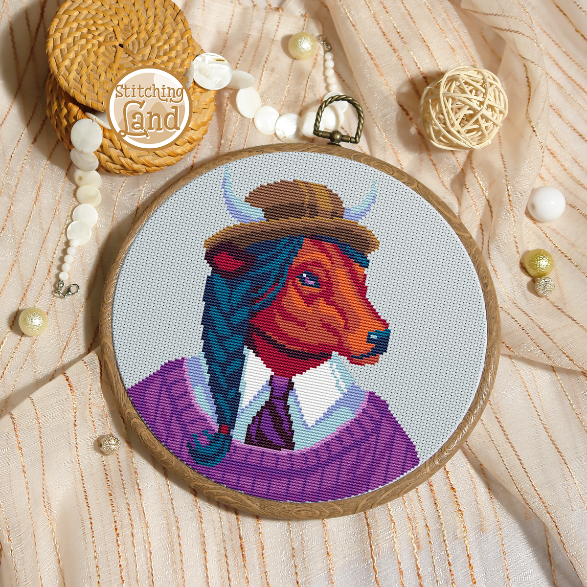Ms. Cow Cross Stitch Pattern