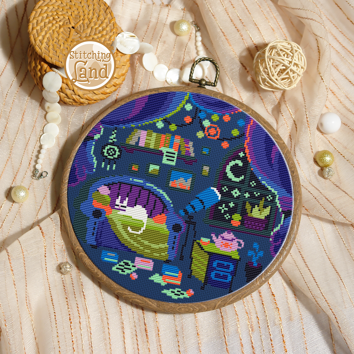 Night Room Cross Stitch Pattern