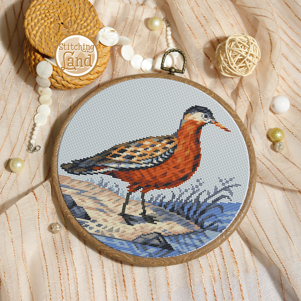 Red Phalarope Cross Stitch Pattern