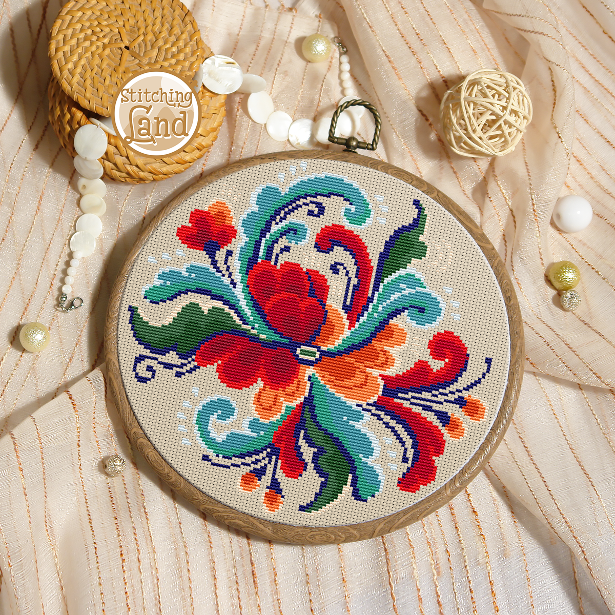 Rosemaling Cross Stitch Pattern