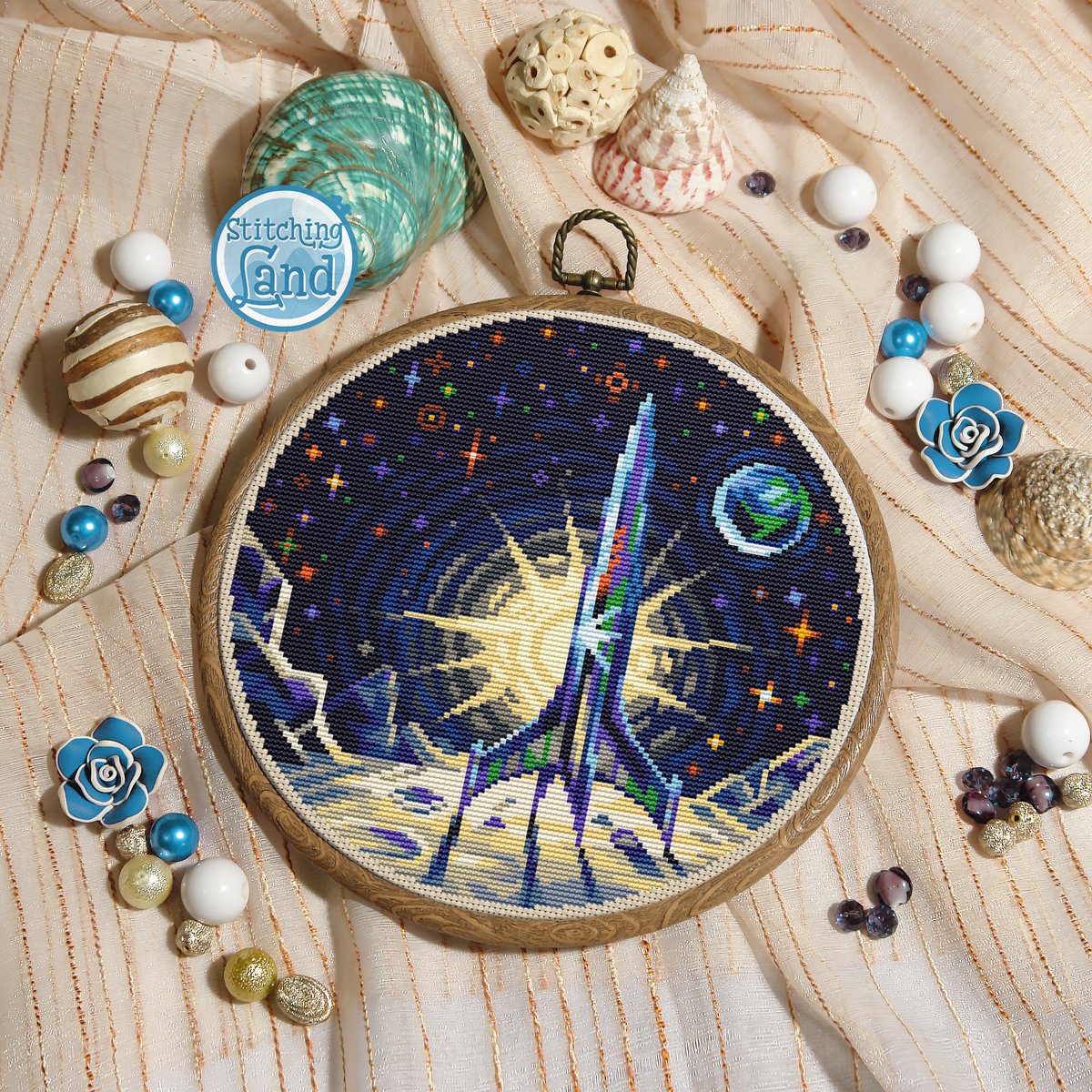 Space Rocket Cross Stitch Pattern