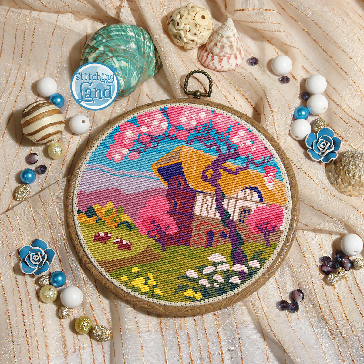 Spring Cottage Cross Stitch Pattern
