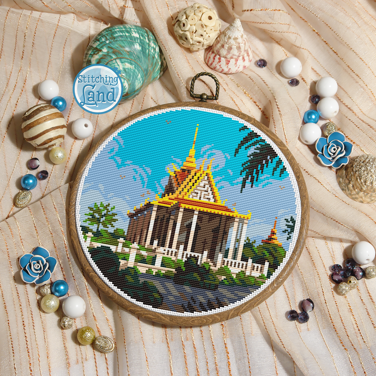 Wat Phnom Cross Stitch Pattern