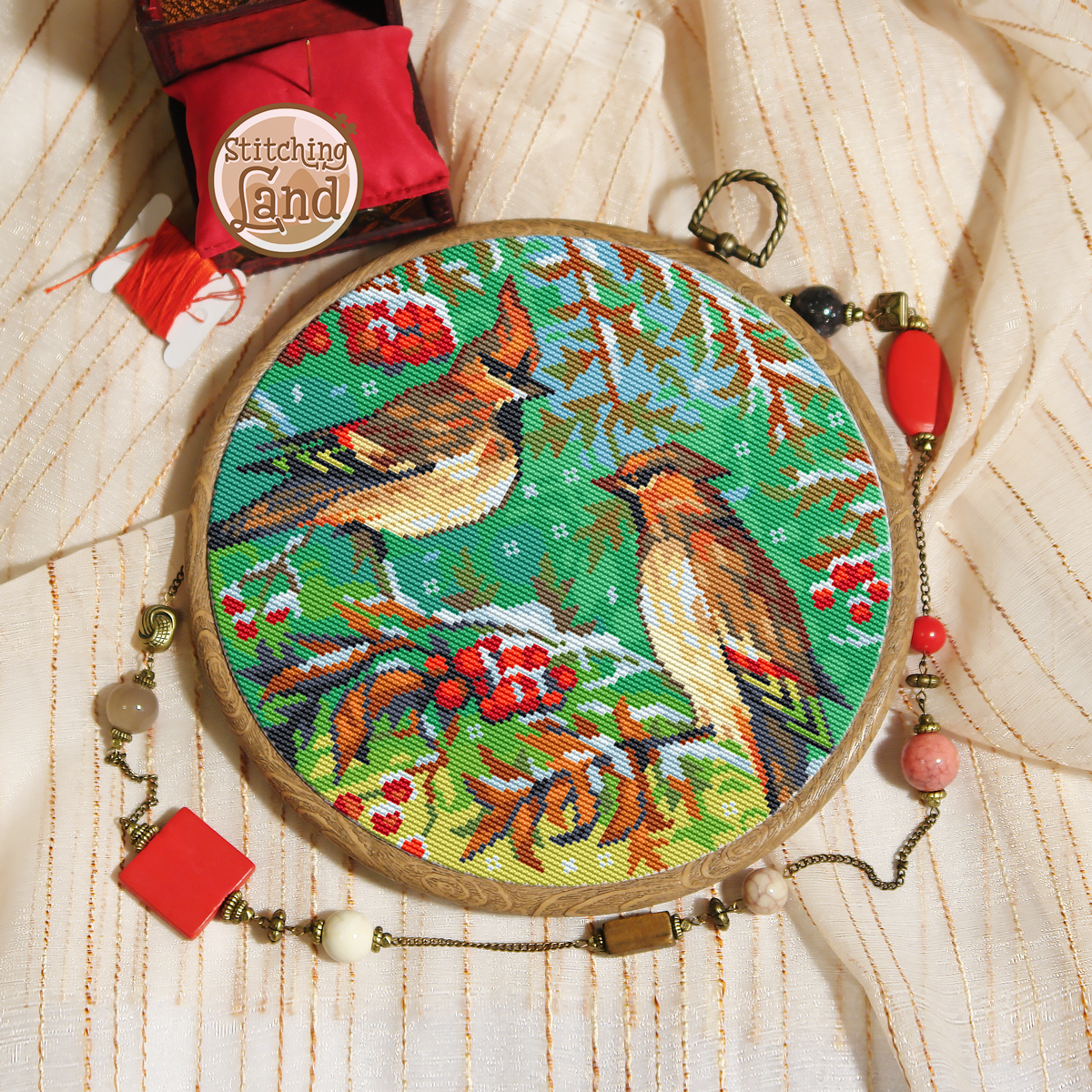 Waxwings Cross Stitch Pattern