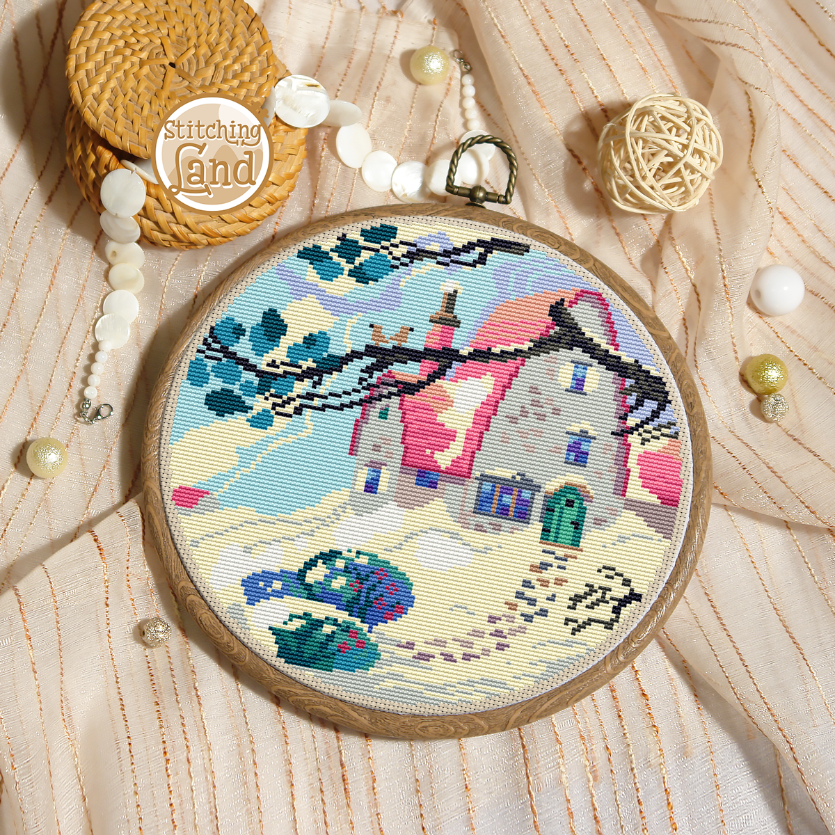 Winter Cottage Cross Stitch Pattern
