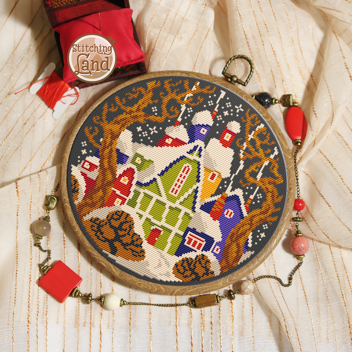 Winter Town Cross Stitch Pattern