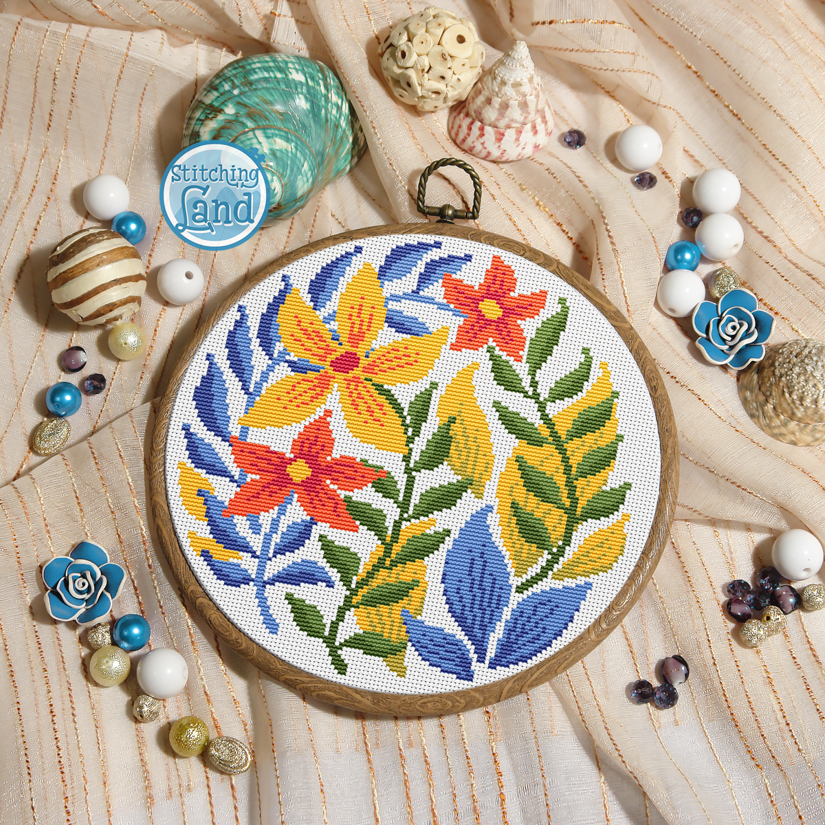 Yellow Flowers Cross Stitch Pattern