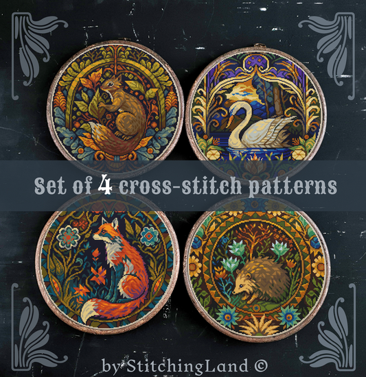 Animals Cross Stitch Pattern Set