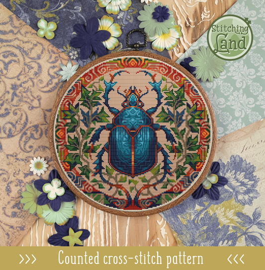 Art Nouveau Beetle Cross Stitch Pattern