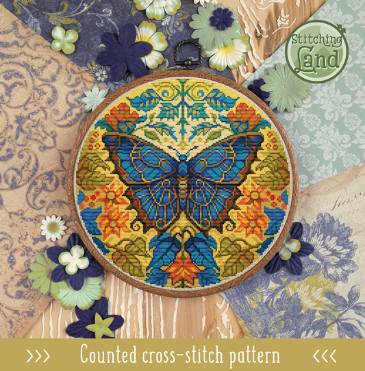 Art Nouveau Butterfly II Cross Stitch Pattern