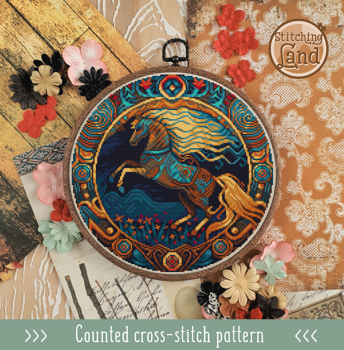 Art Nouveau Horse Stitch Pattern