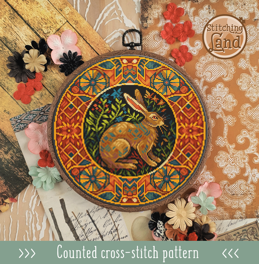 Art Nouveau Rabbit Cross Stitch Pattern