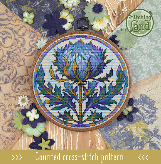 Art Nouveau Thistle Cross Stitch Pattern