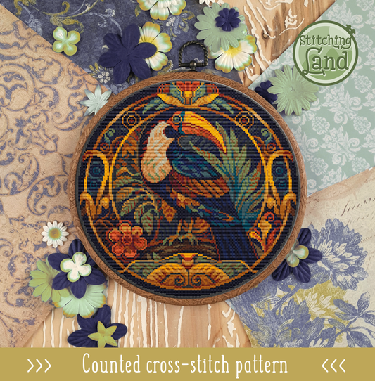 Art Nouveau Toucan Cross Stitch Pattern