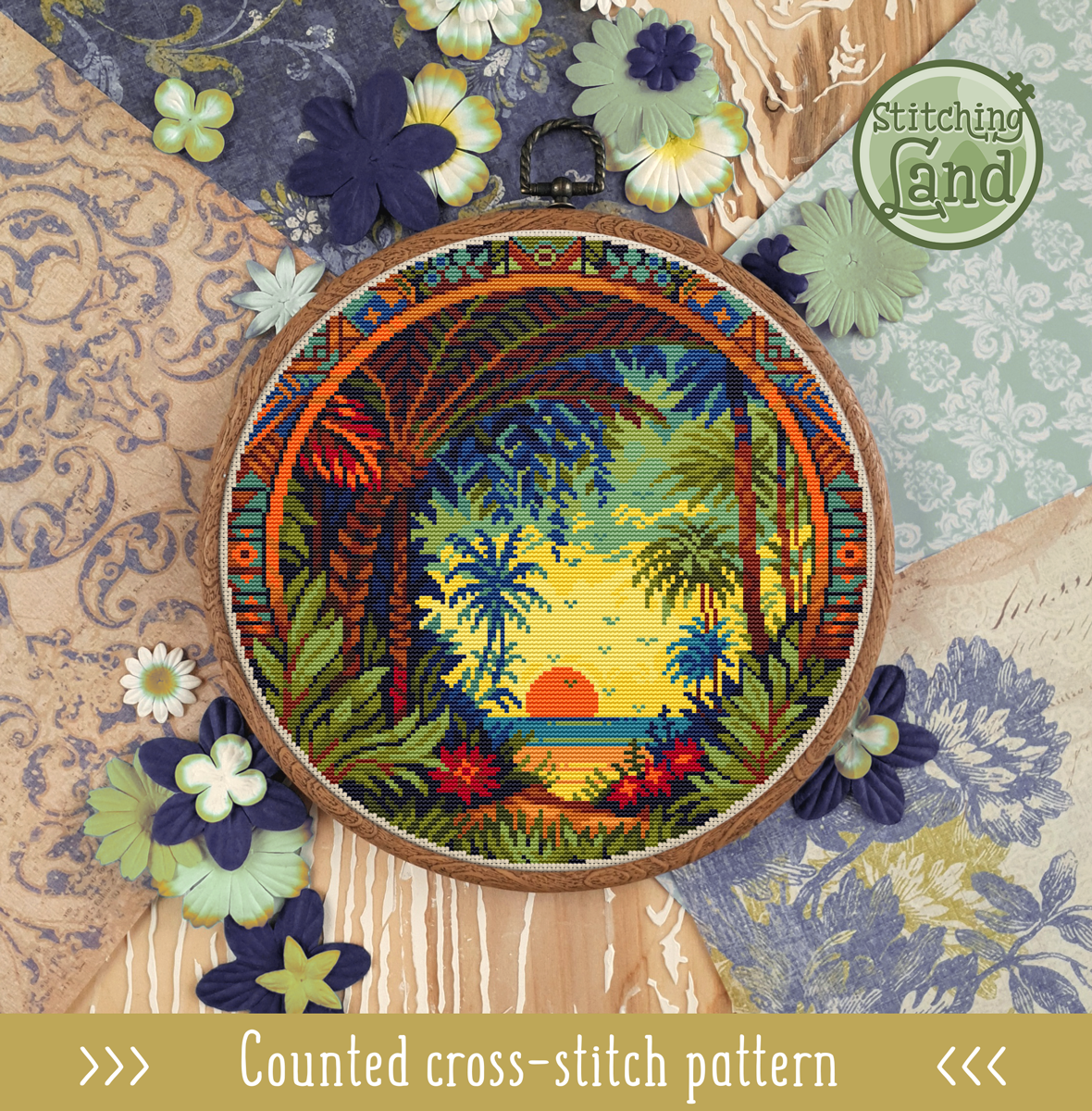 Art Nouveau Tropics Cross Stitch Pattern