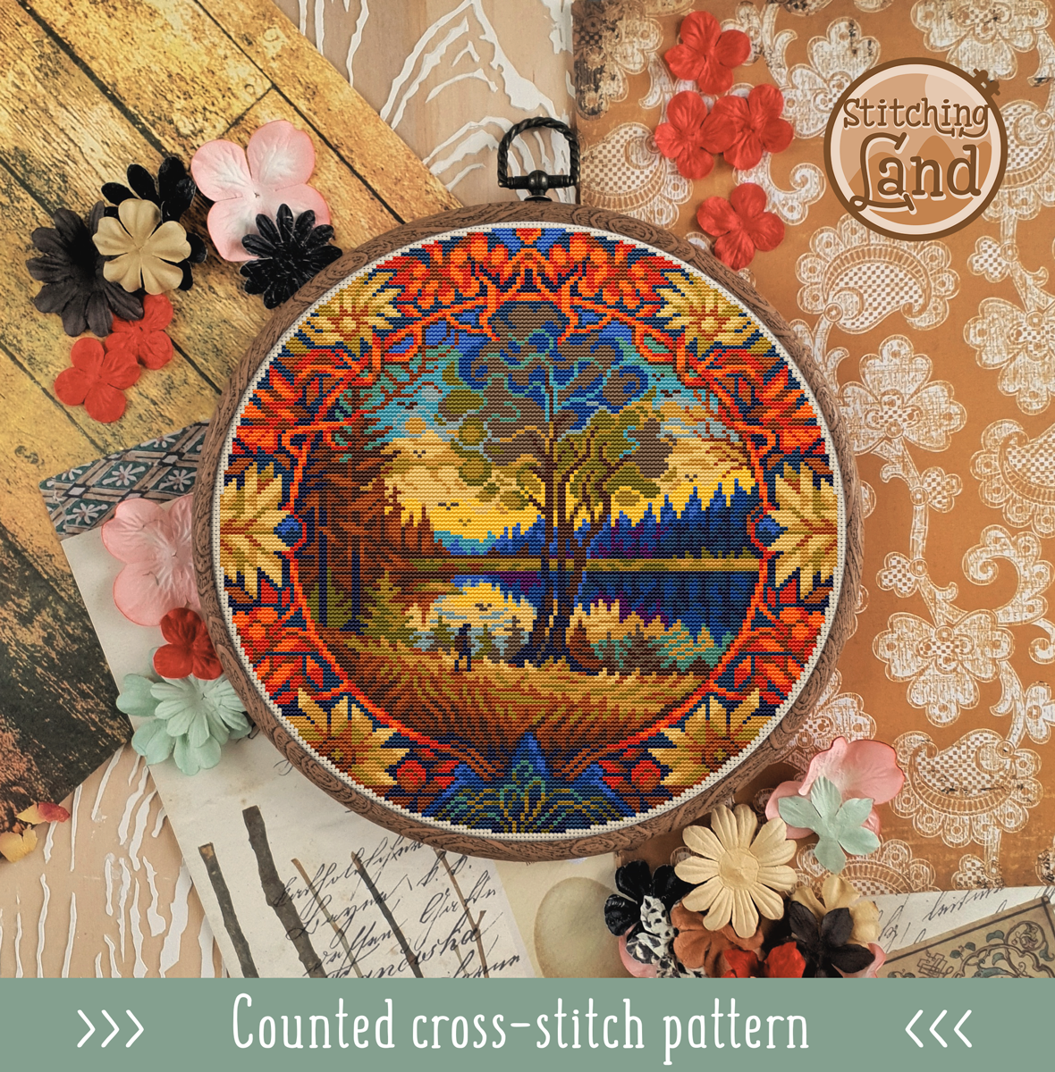 Autumn Lake Cross Stitch Pattern