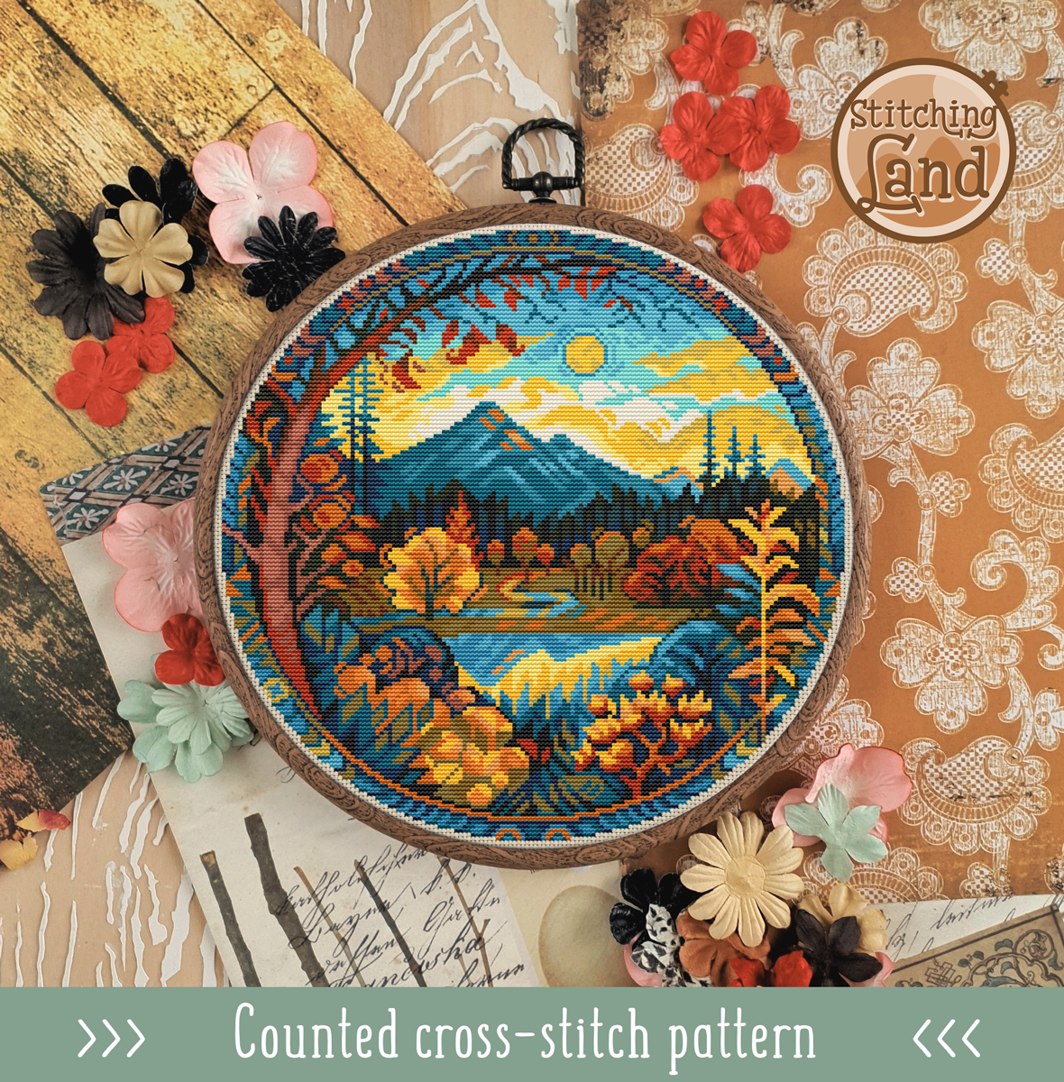 Autumn Mountains Cross Stitch Pattern