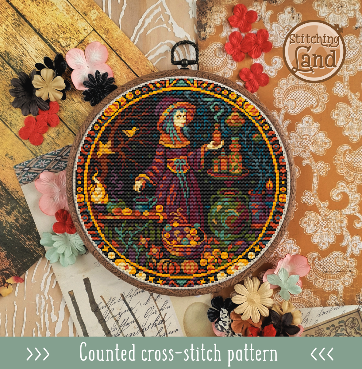 Autumn Witchcraft Cross Stitch Pattern