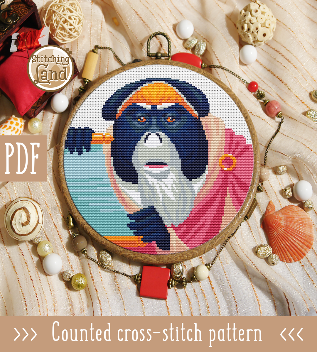 Brazza's Monkey San Cross Stitch Pattern